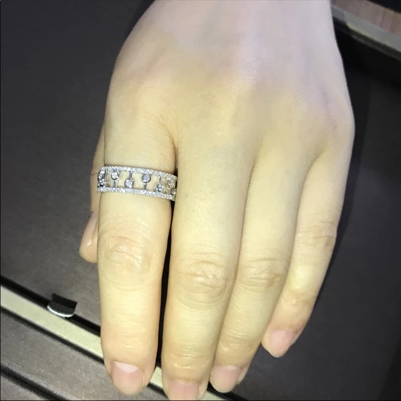 New Women’s 925 Silver Eternity Diamond Halo Ring - Picture 3 of 6